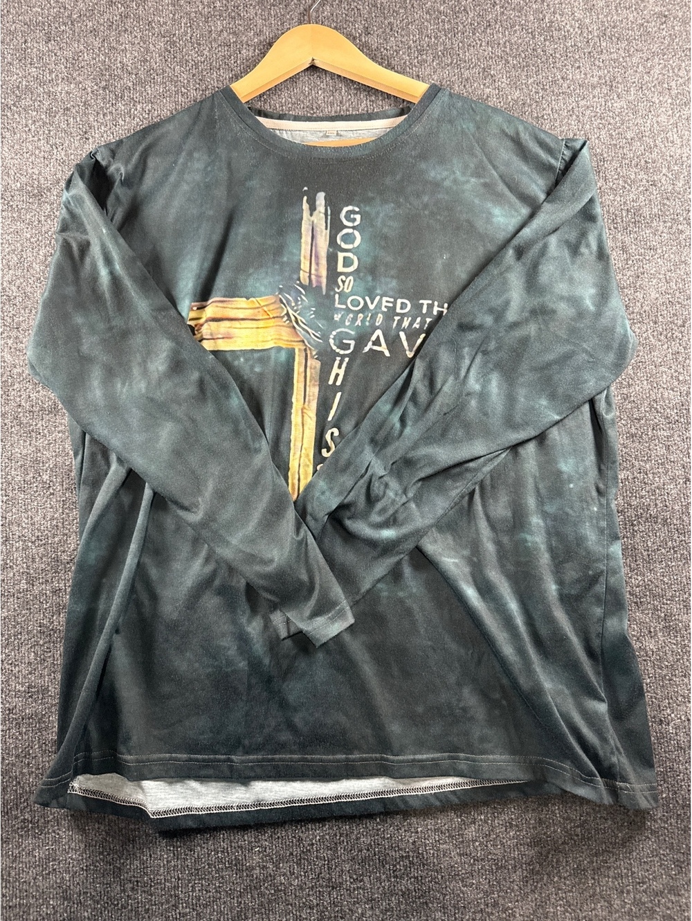 Christian God So Loved The World Cross Graphic Long Sleeve